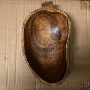 Vintage Wooden Mango-Shaped Bowl